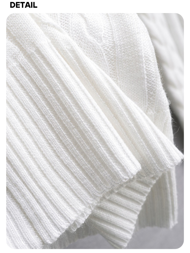 College V-neck wool twisted knitwear
