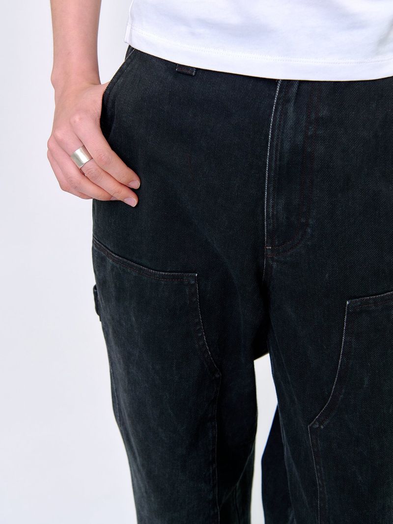 WASHED STITCH CARPENTER PANTS_Black