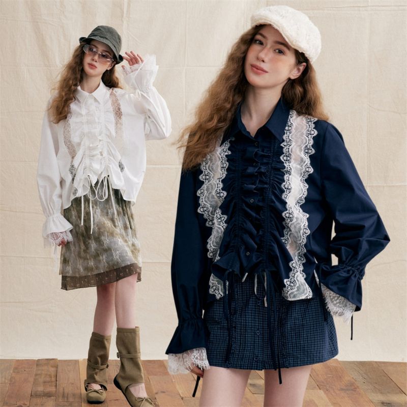 La mode MAQI（ラ モード マキ）の「Cottagecore Bohemian Multi-Patchwork Ribbon Blouse（Tops）」
