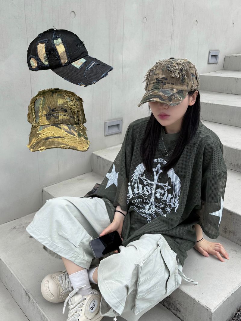 camo destroyed ball cap