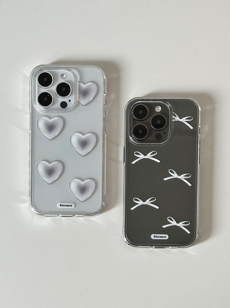 bora and(ボラアンド)の「Silver Heart Ribbon Jell-hard case(Smartphone Accessories)」