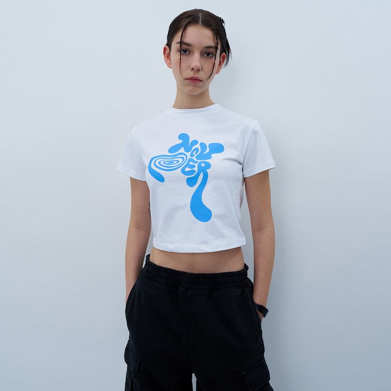 NCOVER(エンカバー)の「TWISTED LOGO CROP TSHIRT-WHITE(Tops)」
