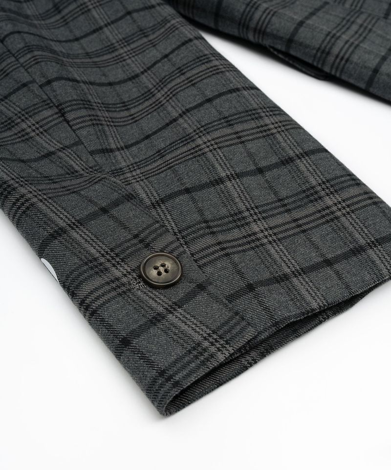 BBD Graffiti Logo Piercing Plaid Oversized Blazer (Charcoal)