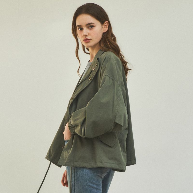 90s Classic Fishtail Short Bomber Jacket_Khaki
