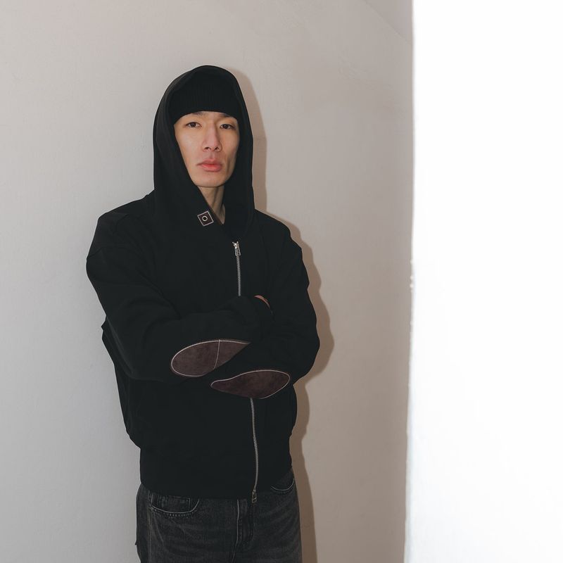 Writer hooded zip-up / Melange gray