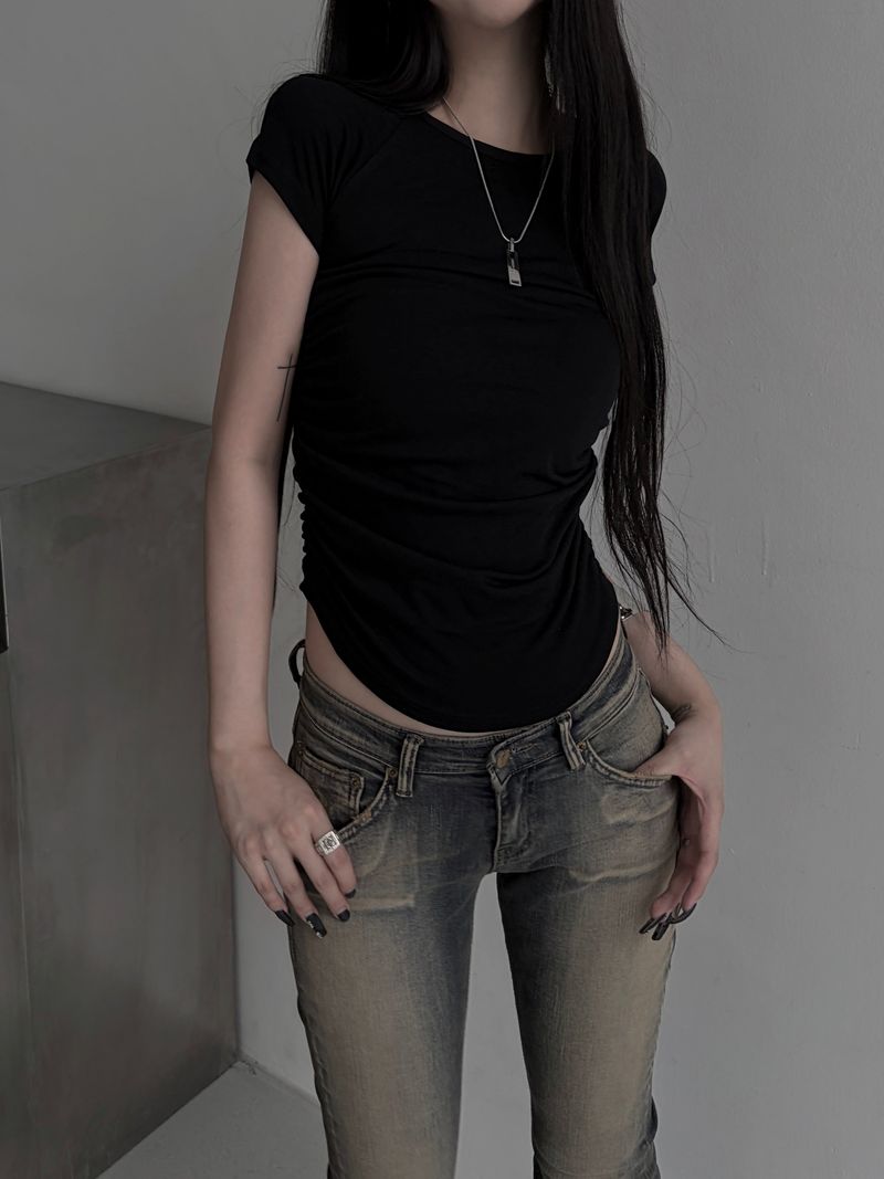basic shirring short sleeve (2color)
