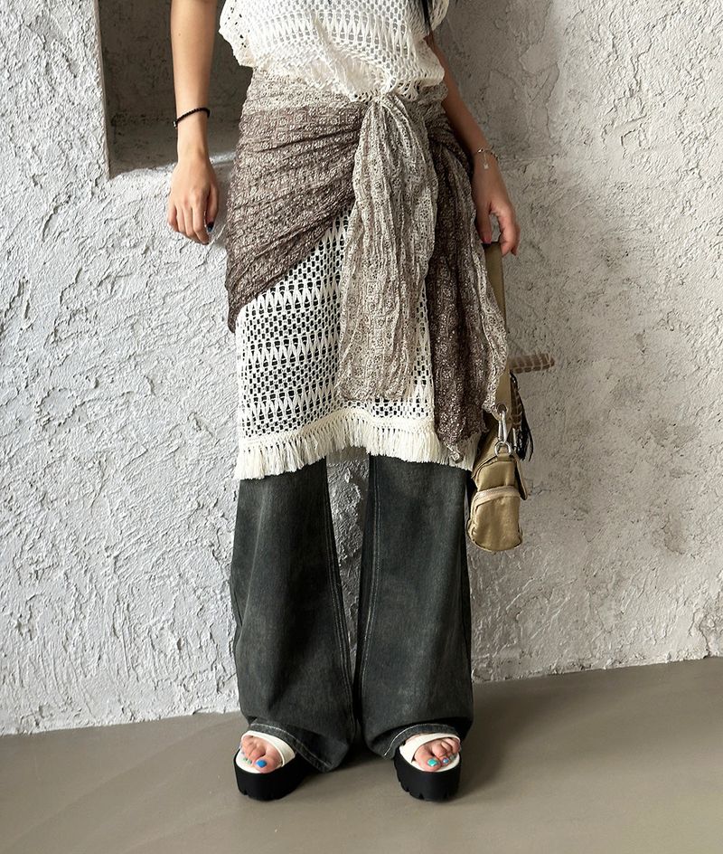 Fringe Mesh Crochet Layered Dress