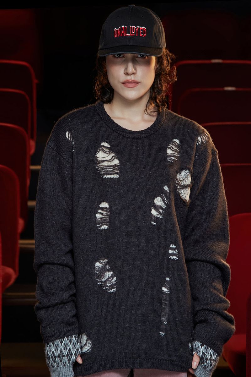 DESTROYED MOHAIR KNIT / CHARCOAL
