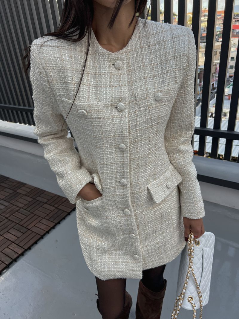 ribbon tweed dress