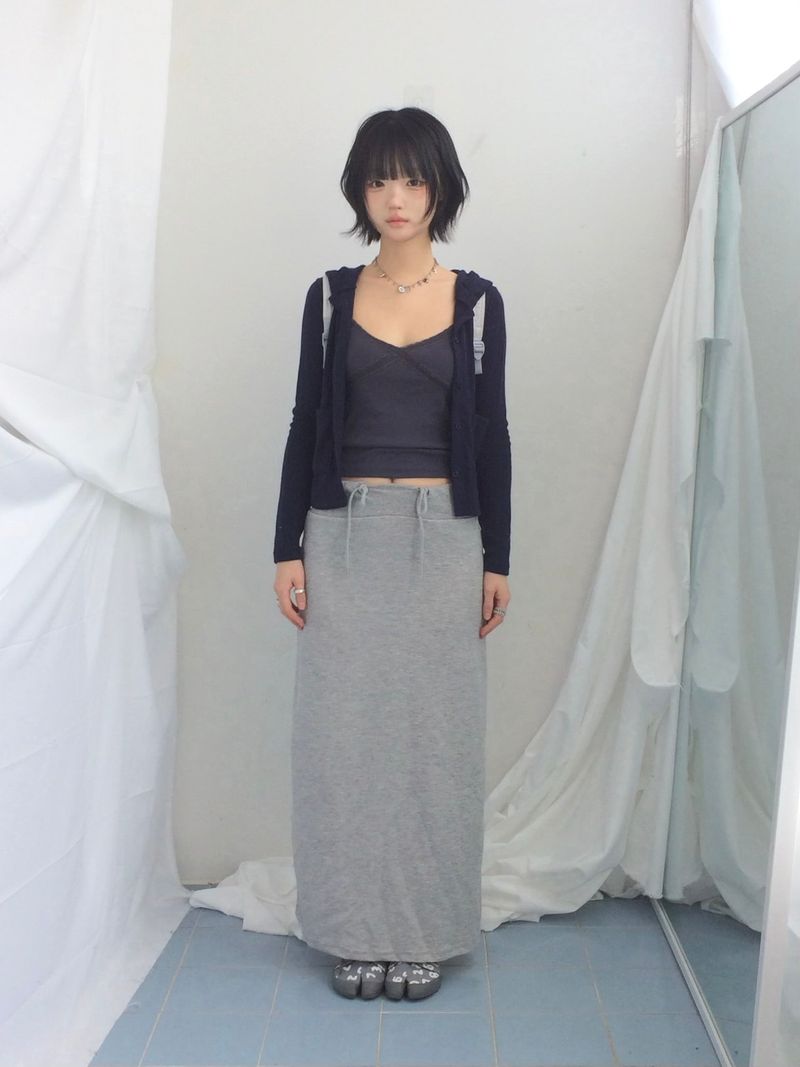 Slim Base String Long Skirt
