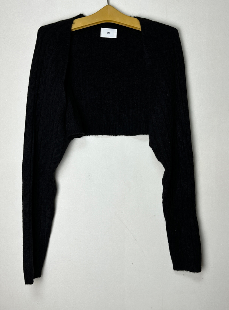 (FALL/WINTER ITEM) ビビッドシックニットルーズフィットレイヤードケーブルニットボレロ カーディガン- 2 カラー