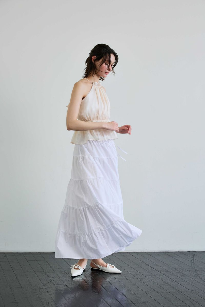 PEARL HALTERNECK TOP / IVORY