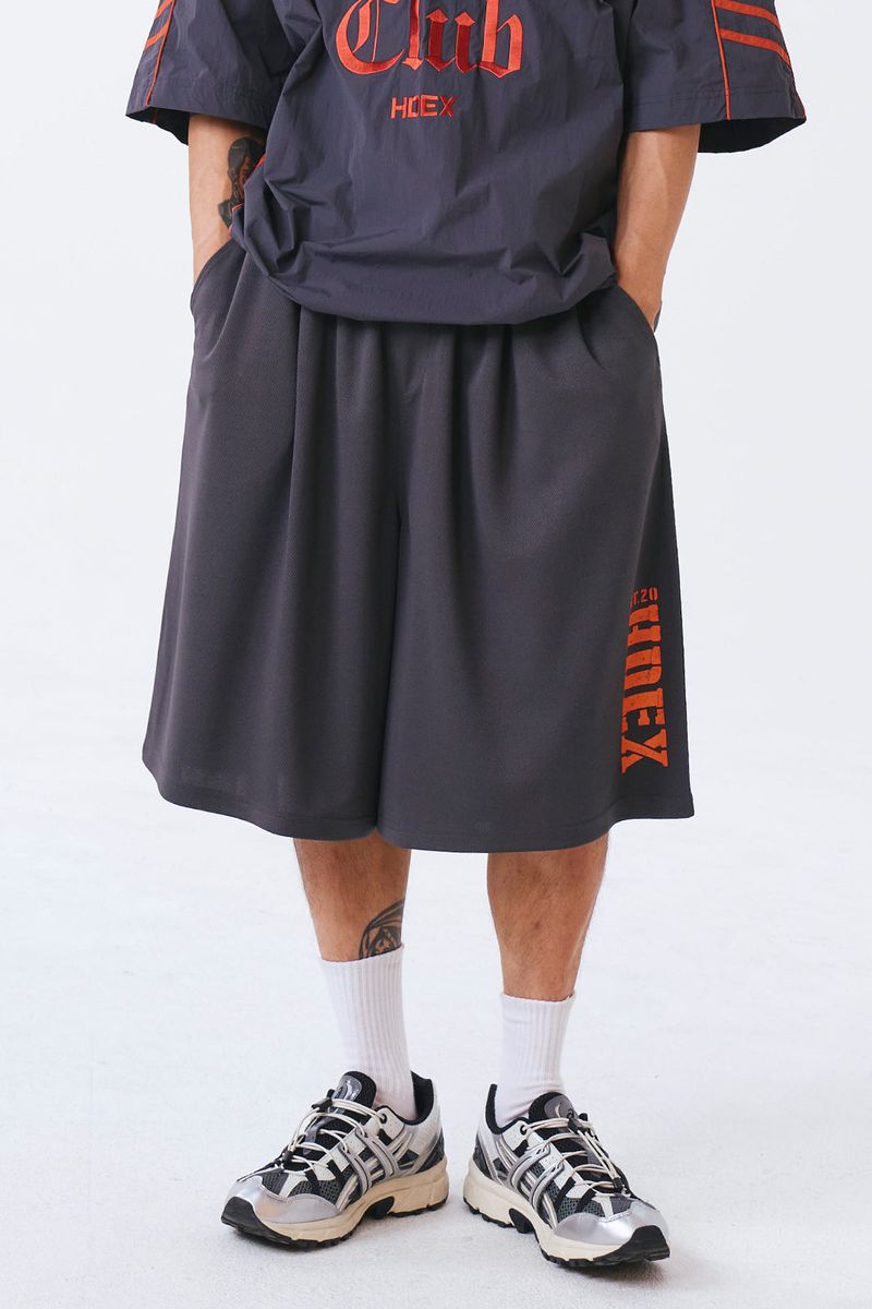 Classic Pintuck Mesh Shorts Charcoal