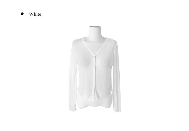 Russo See-Through Ribbed Button Cardigan