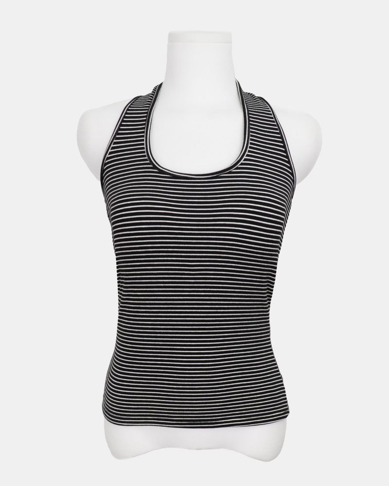 Tinru Halter Neck Stripe Sleeveless Top