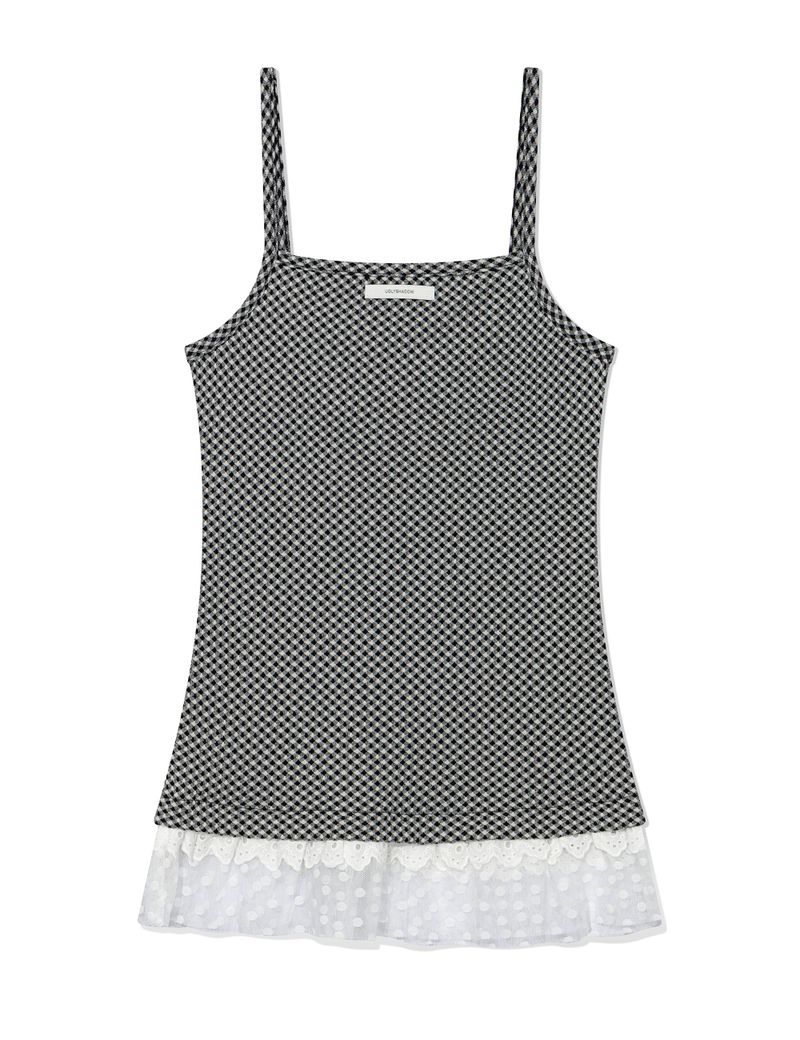 CHECKERED LACE SLEEVELESS(BLACK)