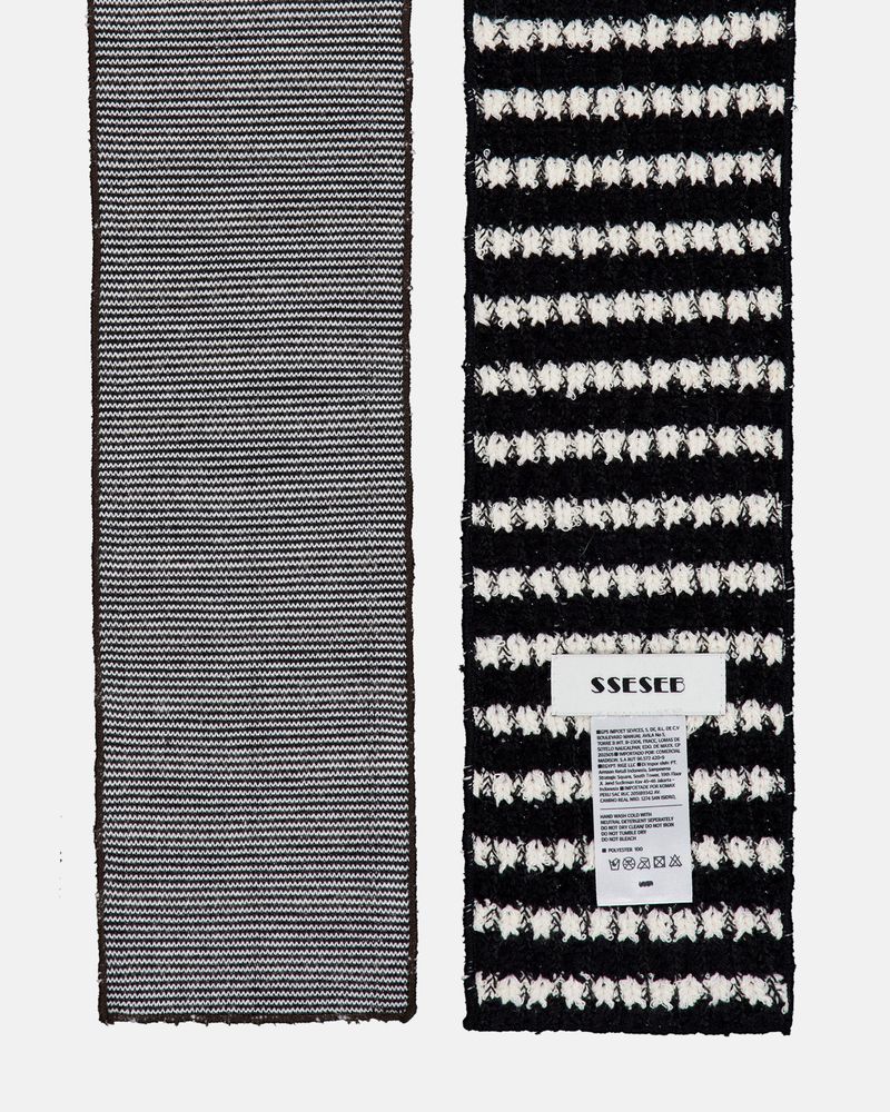 Striped Knit Muffler - Black