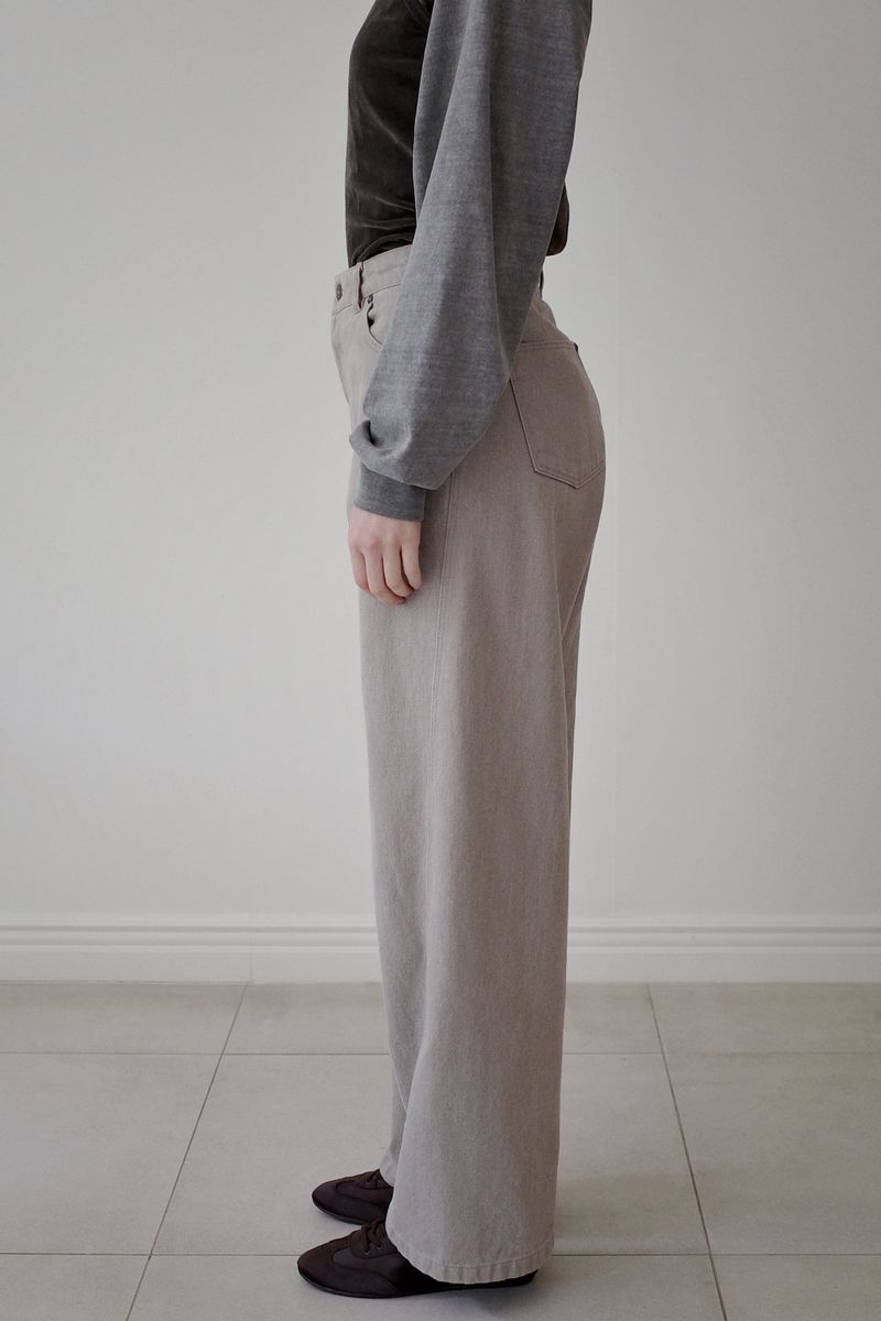 Washed straight leg pants, Beige