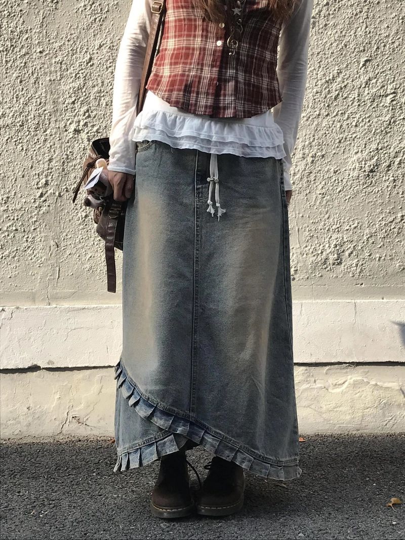 inall vintage denim skirt