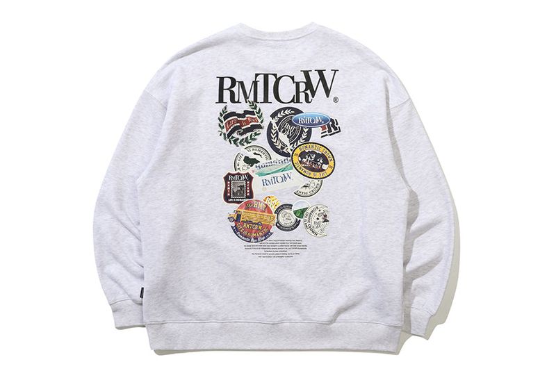 RMTCRW LABEL SWEAT SHIRT_LIGHT GREY