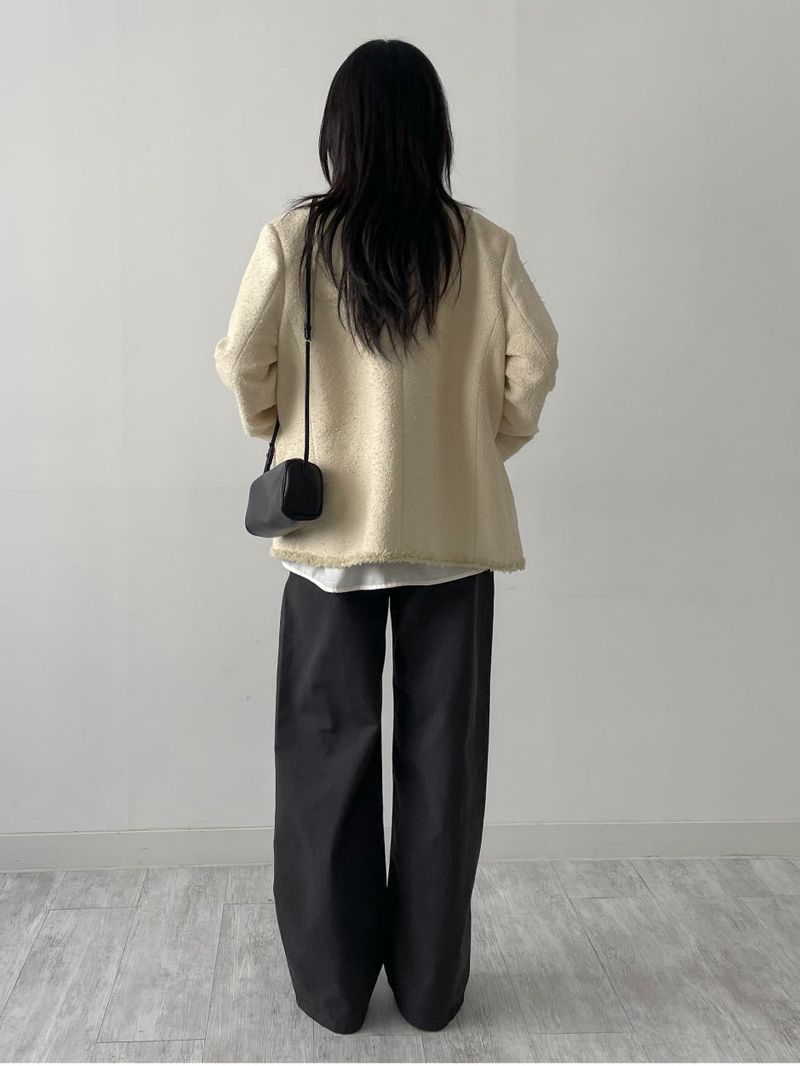 Pocket Fringe Half Tweed Jacket