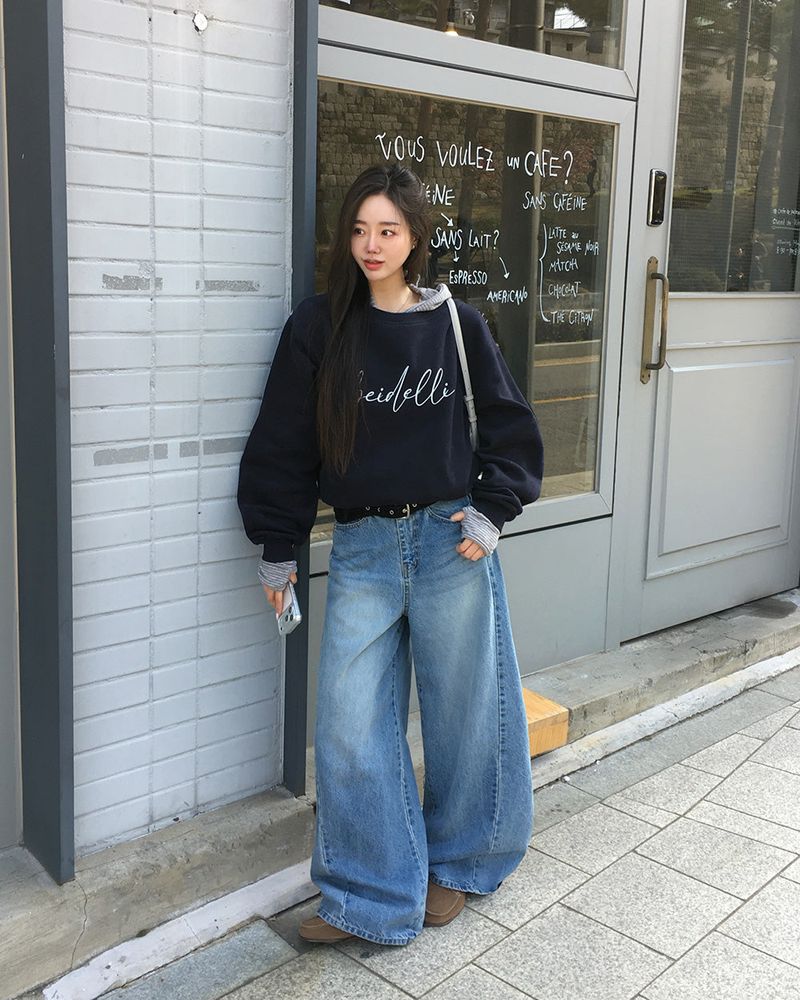 [ORIGINAL] Crew Contrast Wide Denim Pants