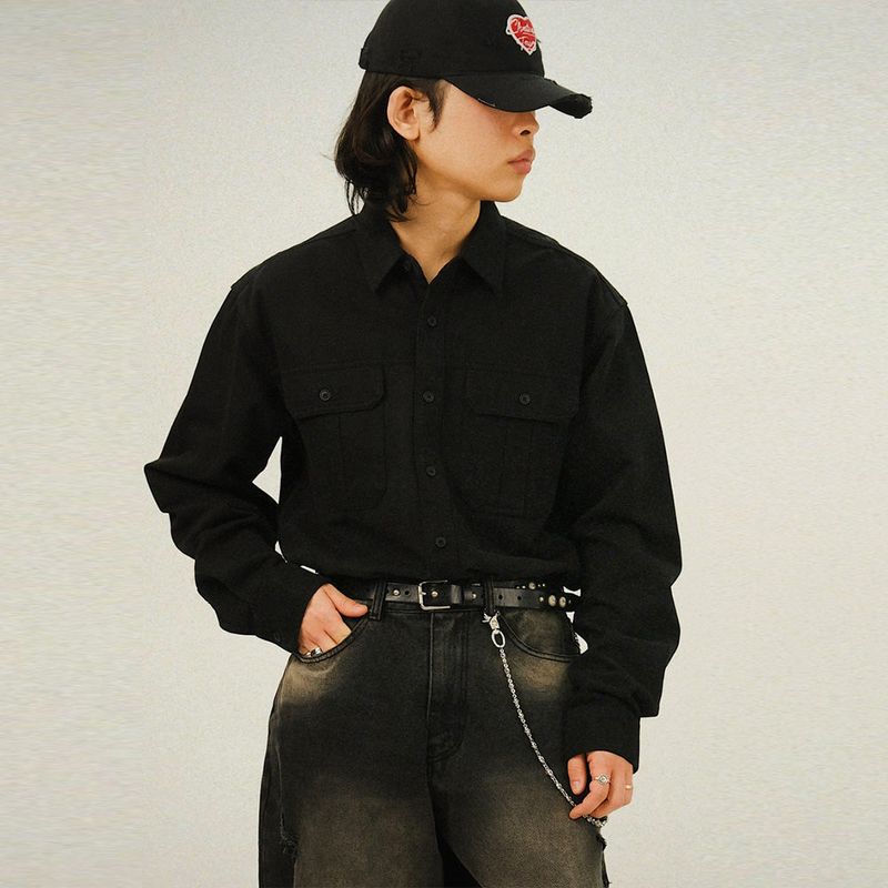 SEMIKAJI(セミカジ)の「PAN Peach Two-pocket Work Shirts(Tops)」