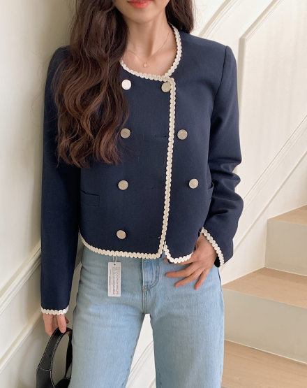 [SHOPPERMADE] Wave Line Double Button Jacket (3color)