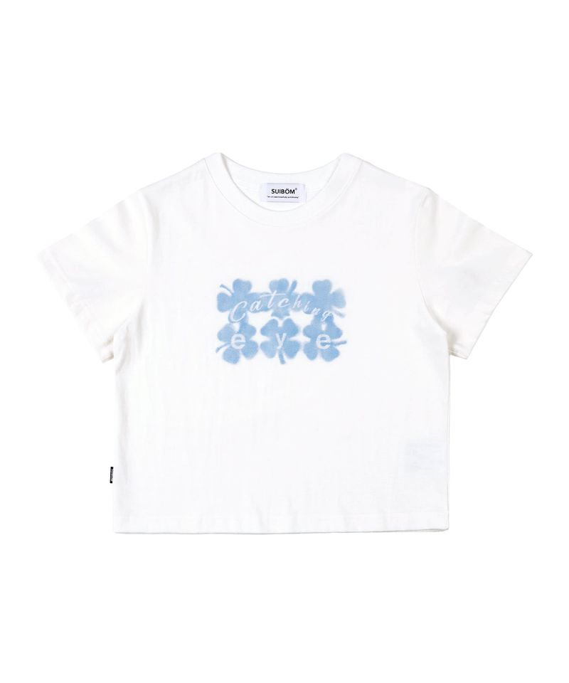 SUIBOM（スイボム）の「Catching Eye Crop T-Shirt in Off White（Tops）」
