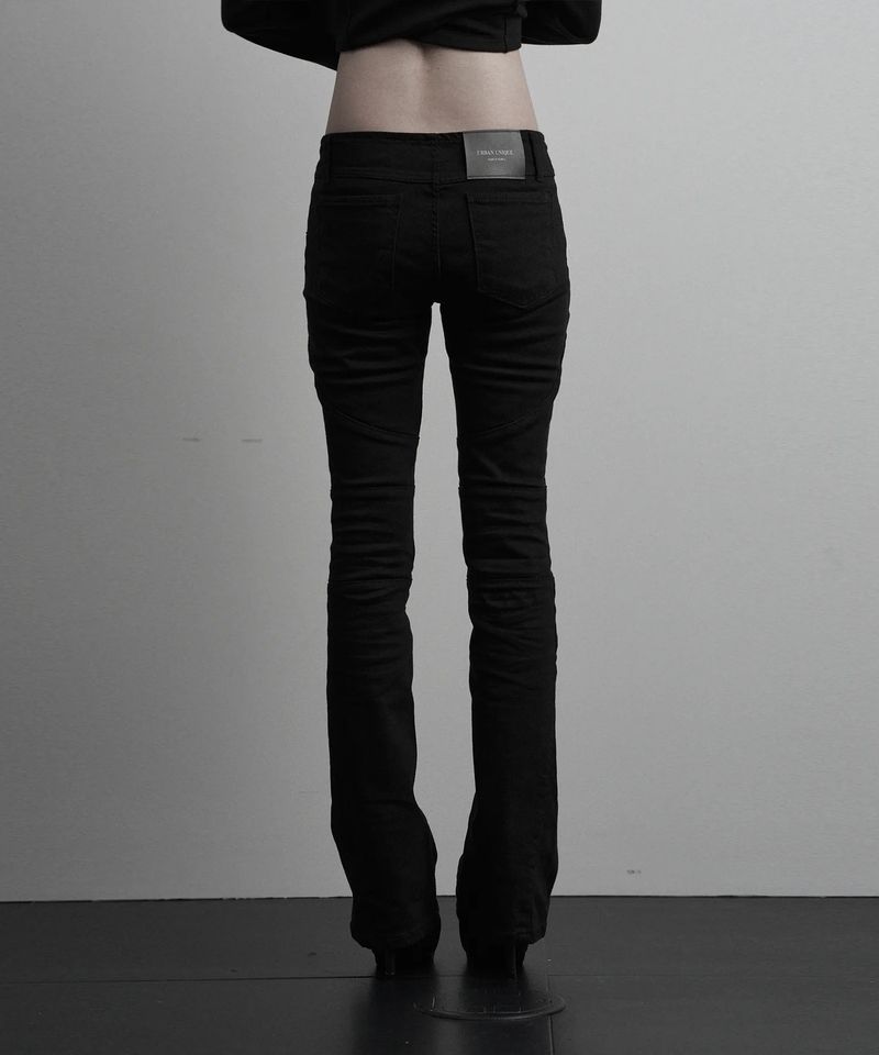 [label] double zipper cut low-rise bootcut pants (black)