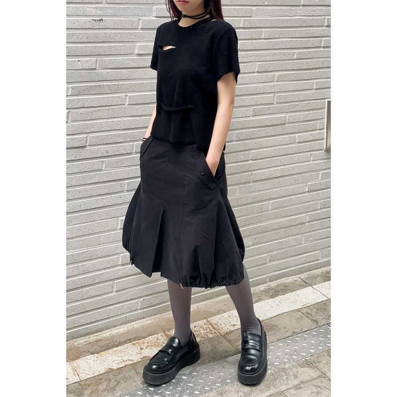 PUMPKIN STRING SKIRT : BLACK
