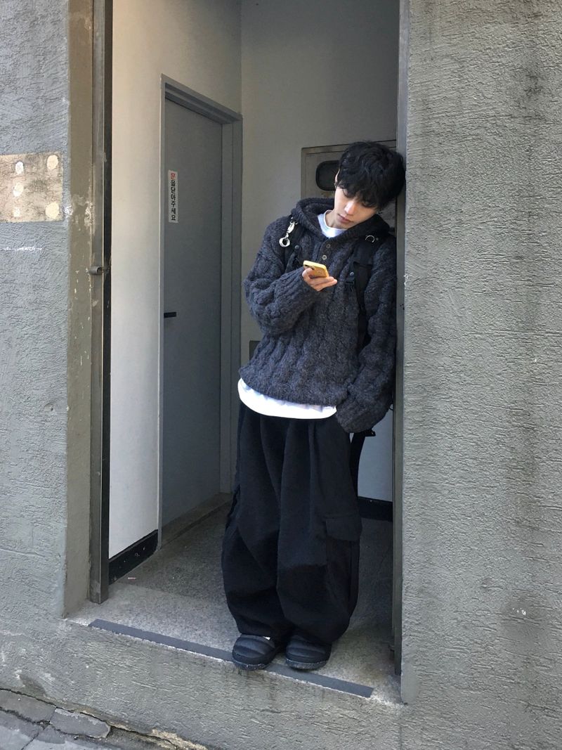 Wit Twisted Henley Neck Hooded Knit 3C