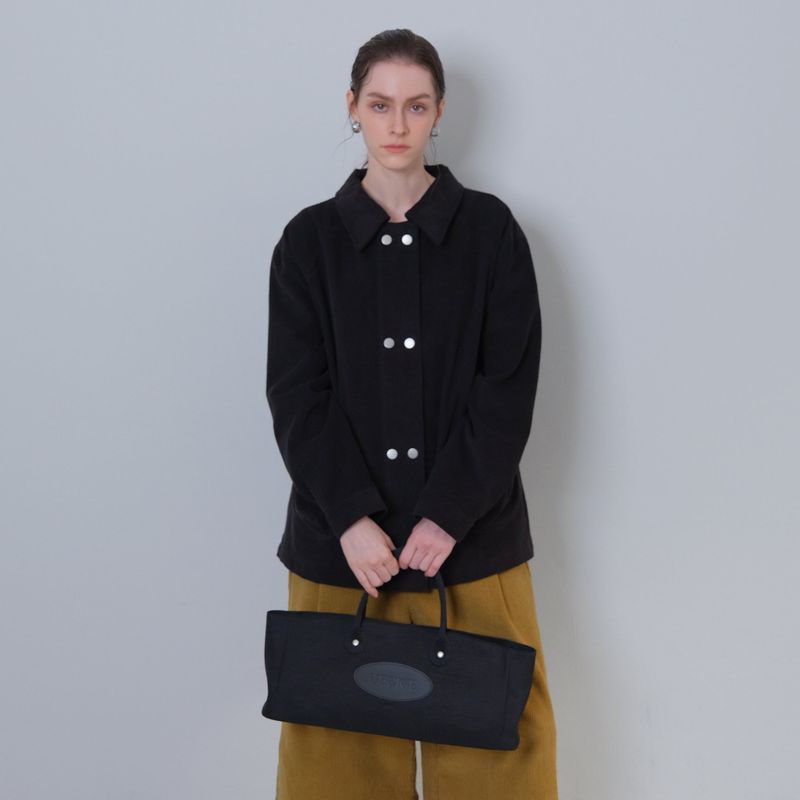 Black Corduroy Double Button Jacket