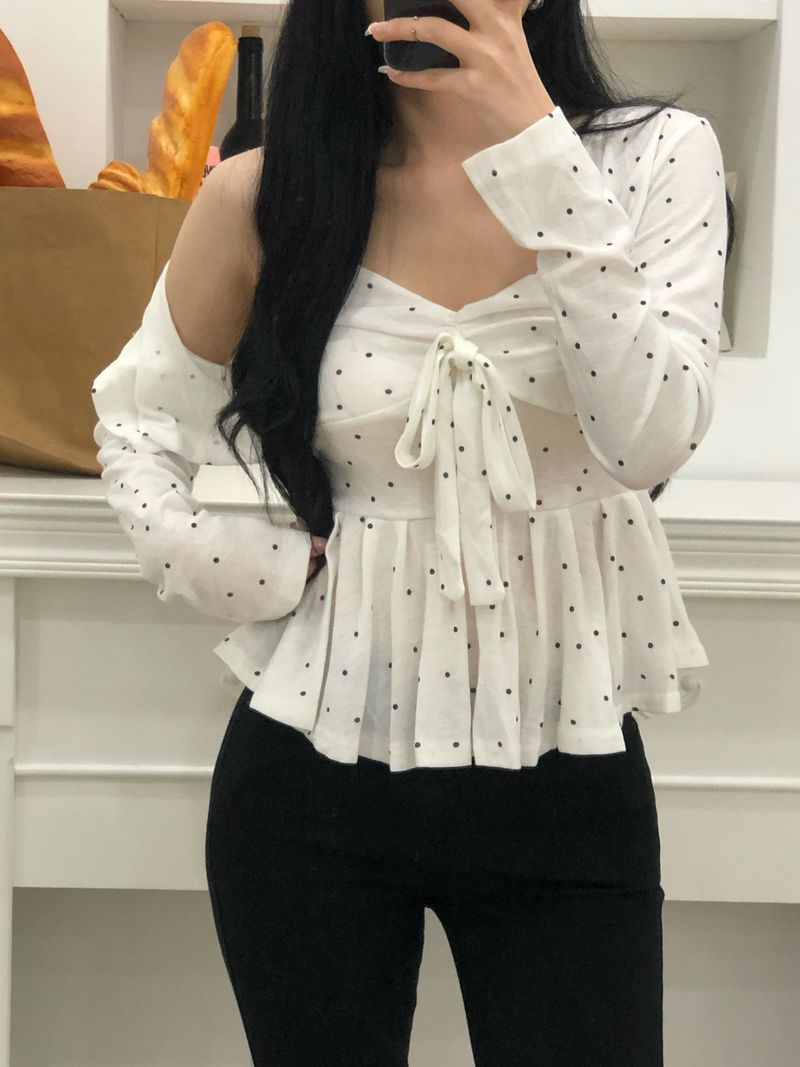 Dot Ribbon Top & Cardigan