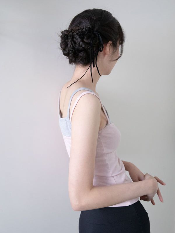 TWO-TONE SLEEVELESS TOP (GREYPINK)