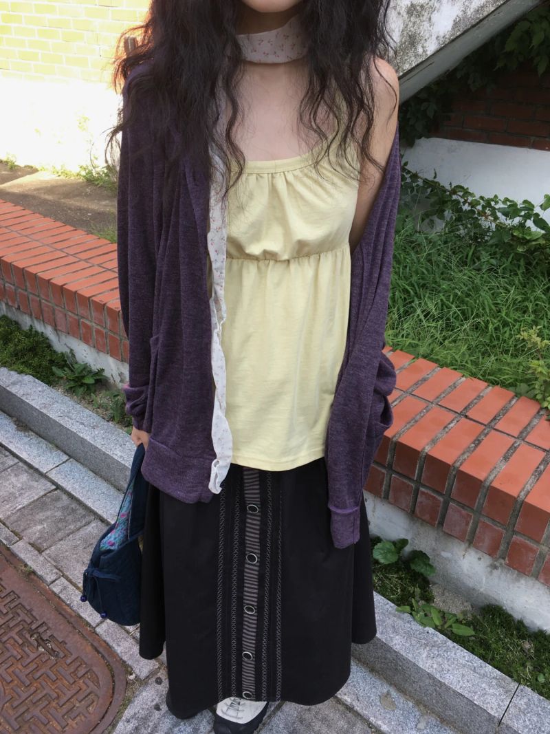 Shirring Long Sleeveless Top