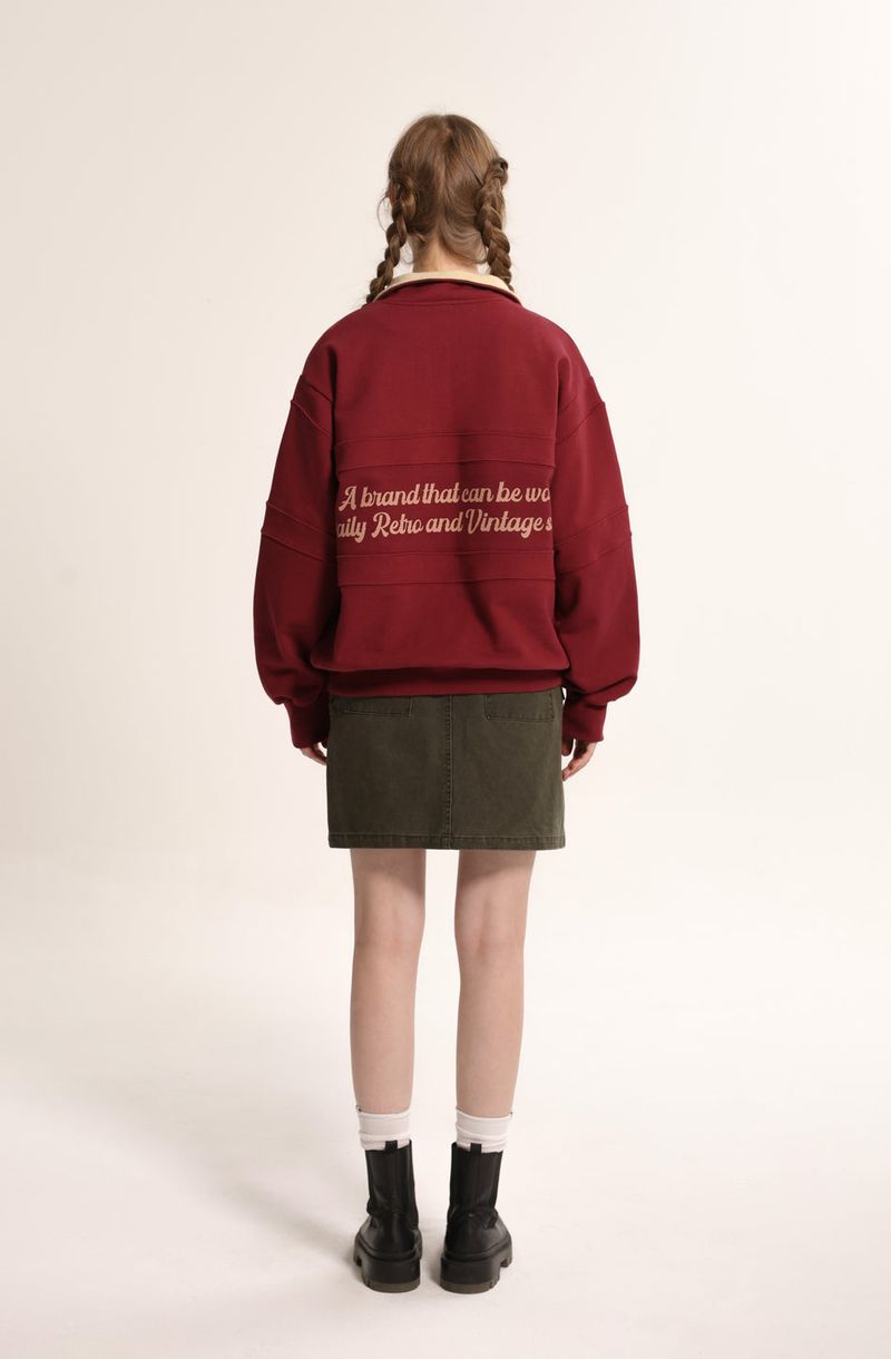 Applique Logo Half Zip-Up Sweatshirt