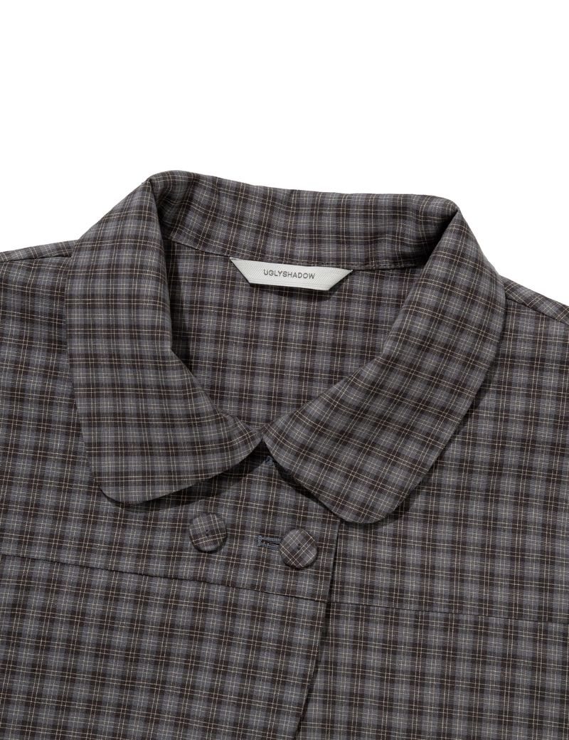 CHECKERED DOUBLE BLOUSE(GREY)