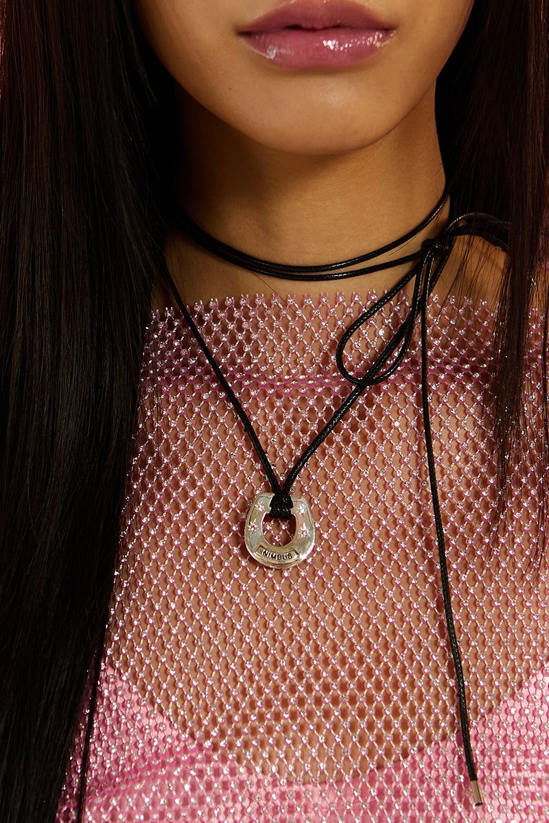 Sparkle Horseshoe Leather Necklace (PK)