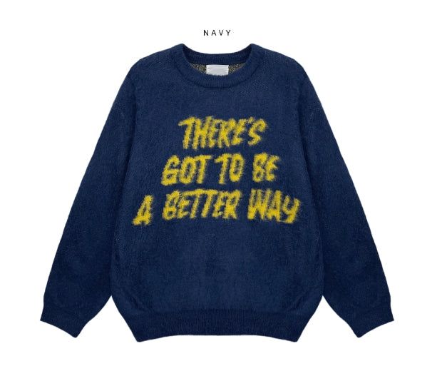 Berry Hairy Lettering Knit