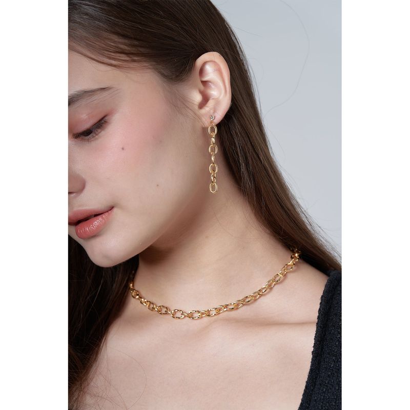 ツイストゴールドチェーンピアス