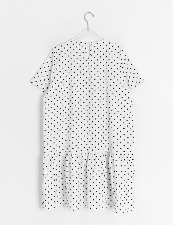 Totomi Dot Shirring Short Sleeve One Piece