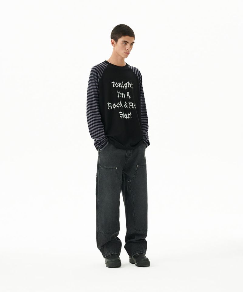 ROCK STAR RAGLAN STRIPE LS TEE