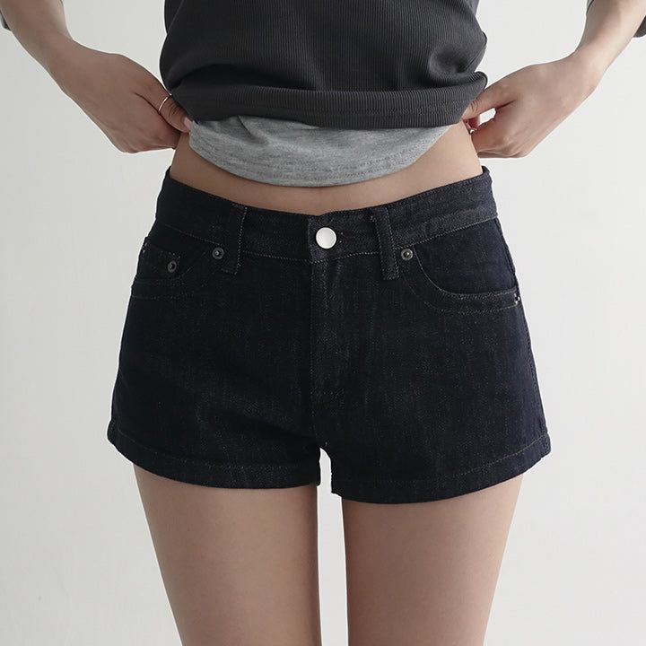 [made/4size] [Cabin] Non-Fade Raw Denim Micro Shorts -2color