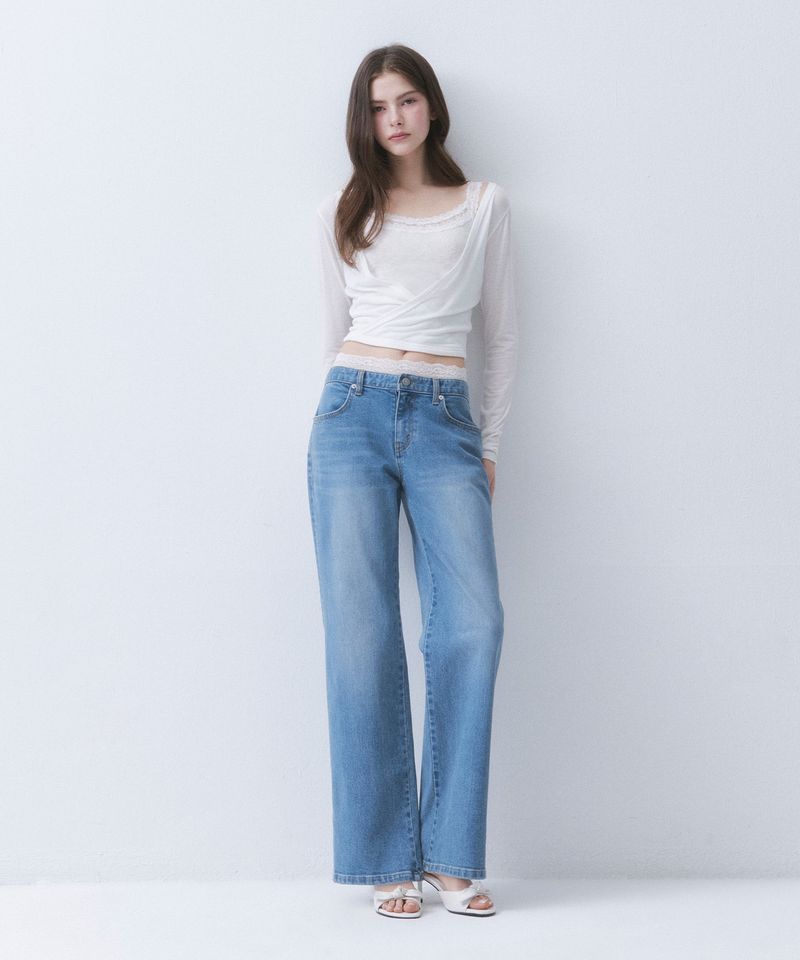 THETIS（ザティス）の「ローライズ ストレート デニム(LACE SET)_TT6S403LB（パンツ）」