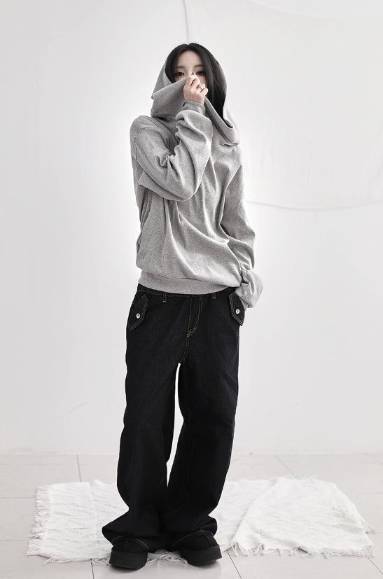Band-layered low denim pants