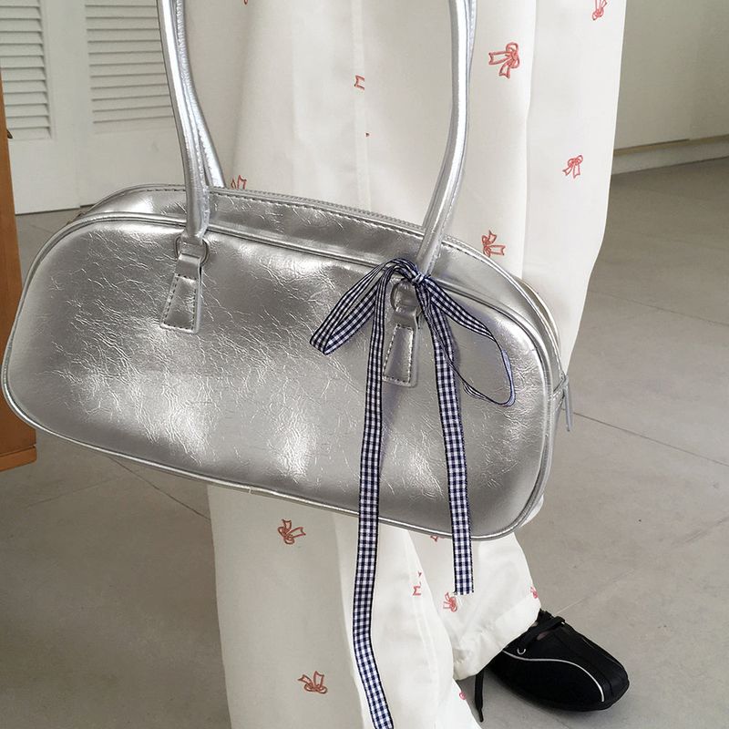 Choton Checkered Ribbon Strap Bowling Shoulder Bag