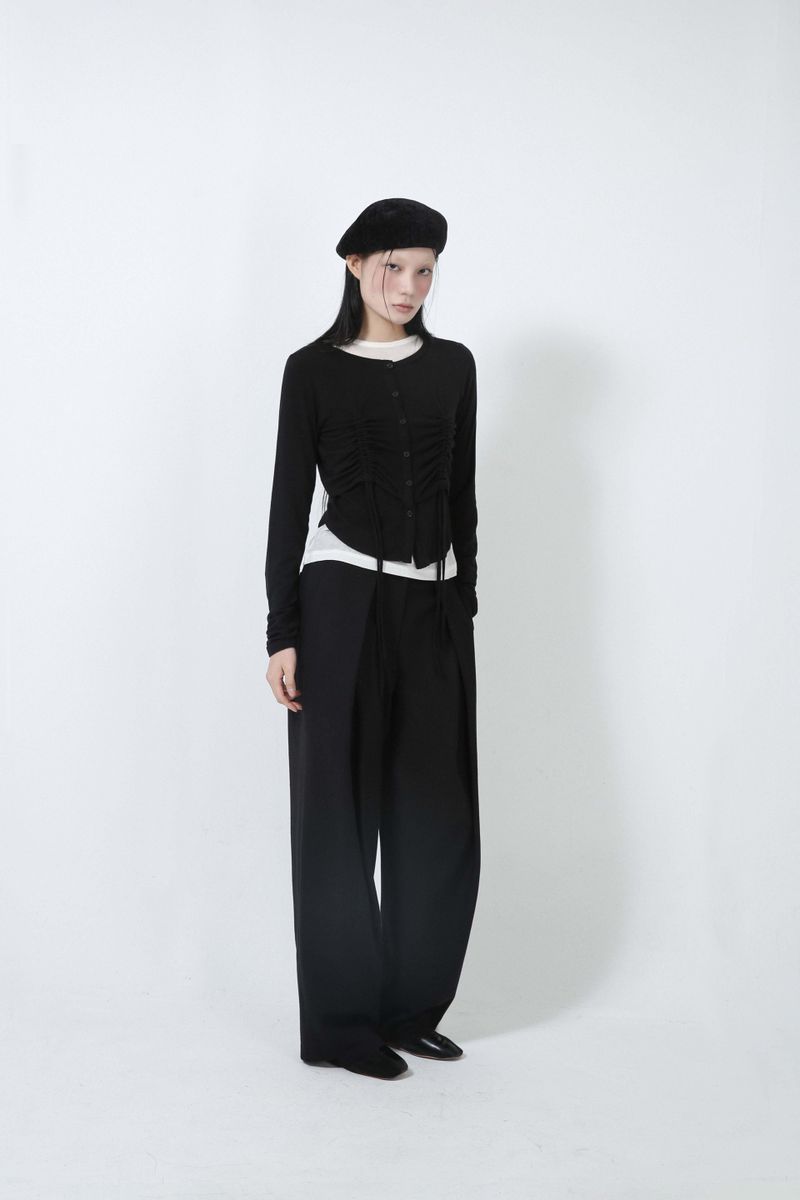 WOOL PINTUCK PANTS