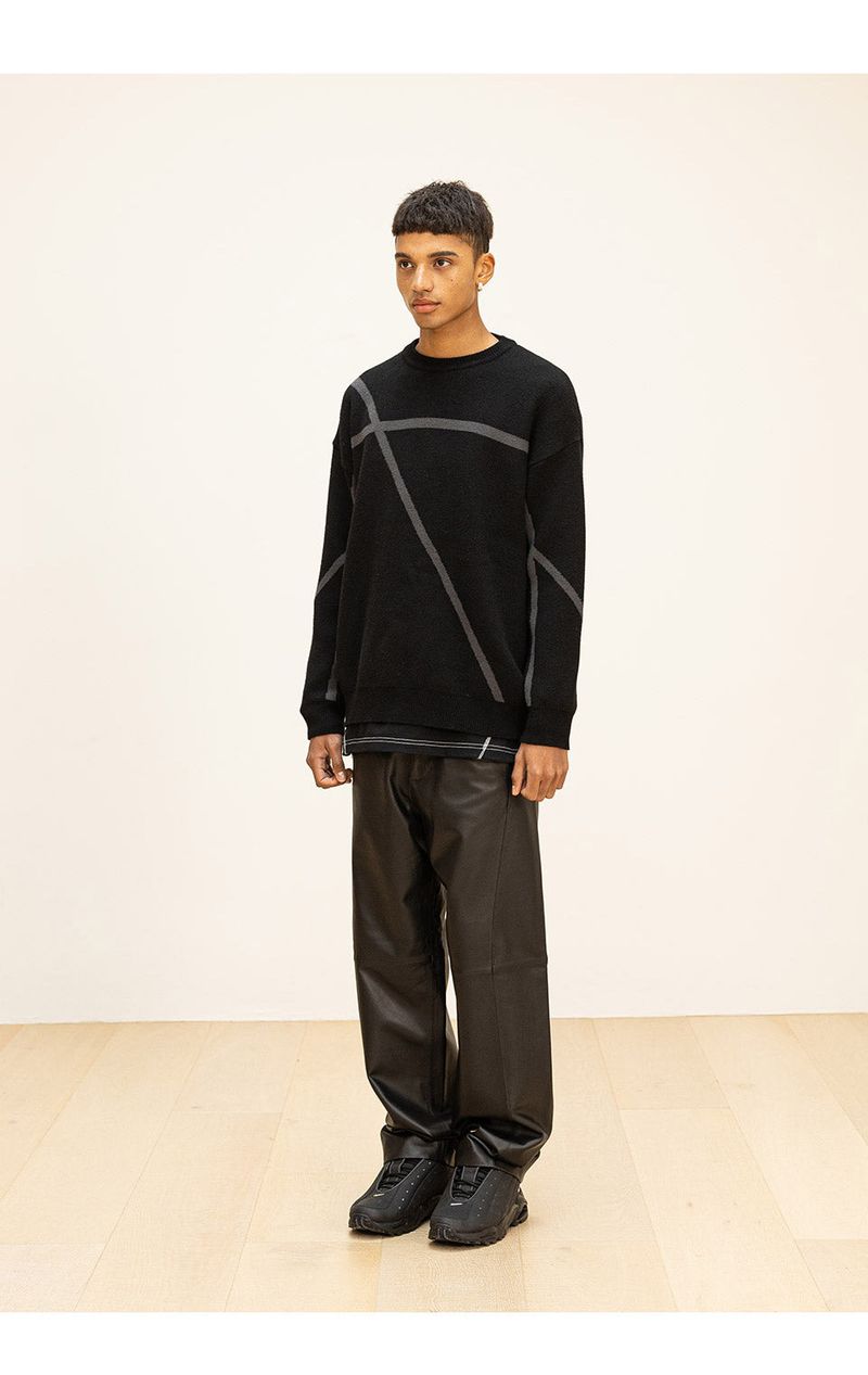 LAMSKIN CURVED LINE PANTS