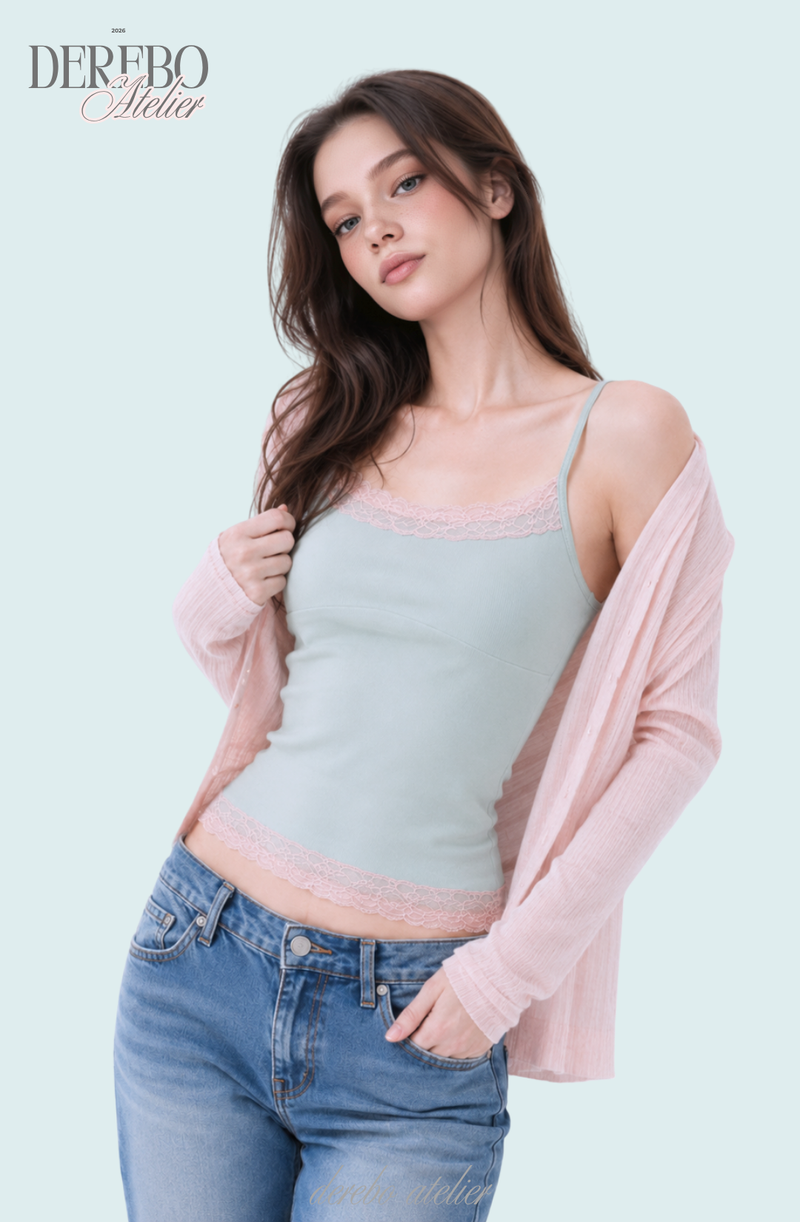 mint pink lace sleeveless top